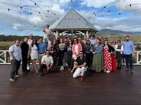 A Speed Dating Wine Tour group at a winery